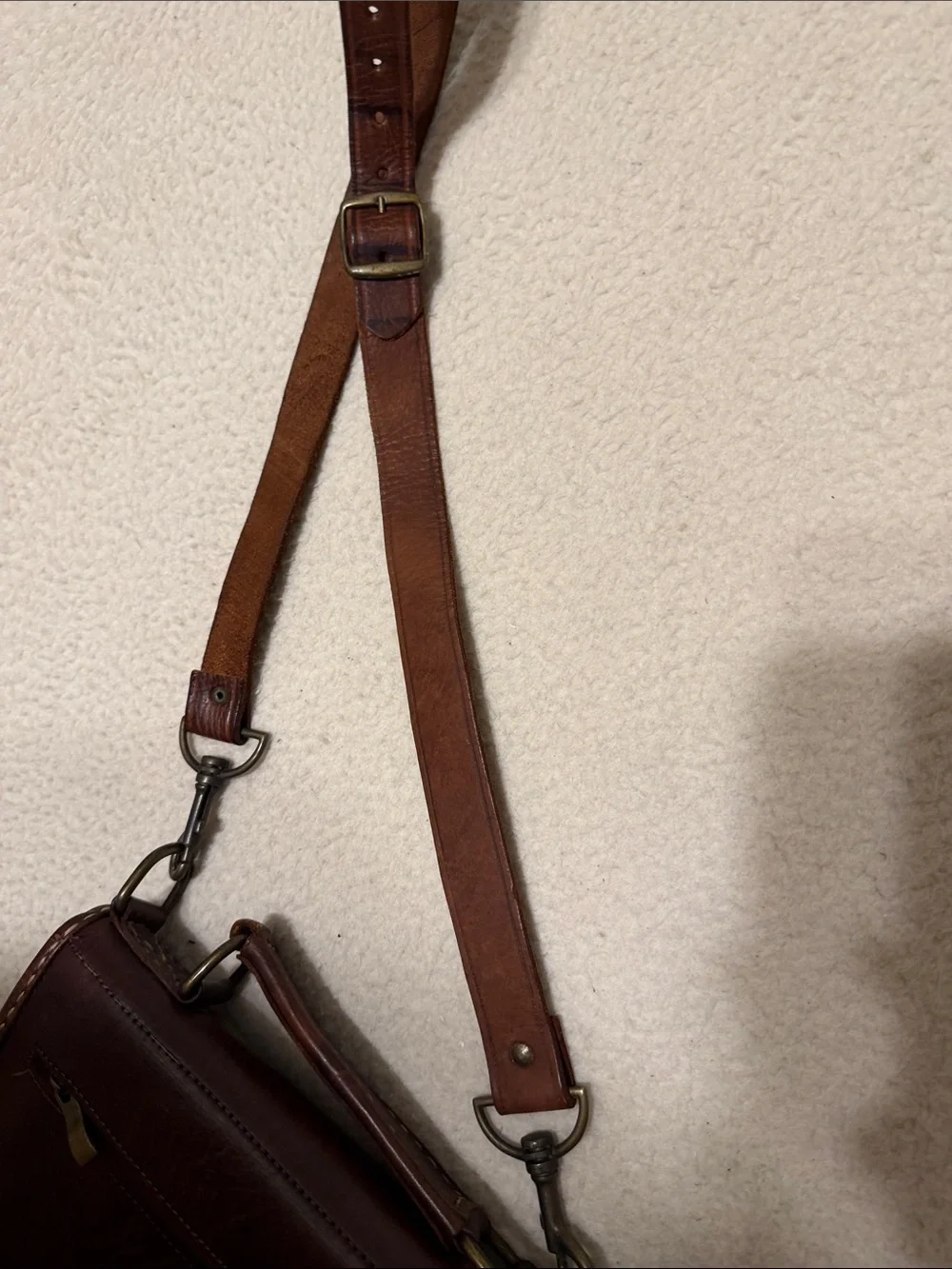 Classic Brown Leather Crossbody Messenger Bag